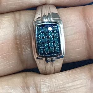 Men’s Blue Diamond Silver Ring
